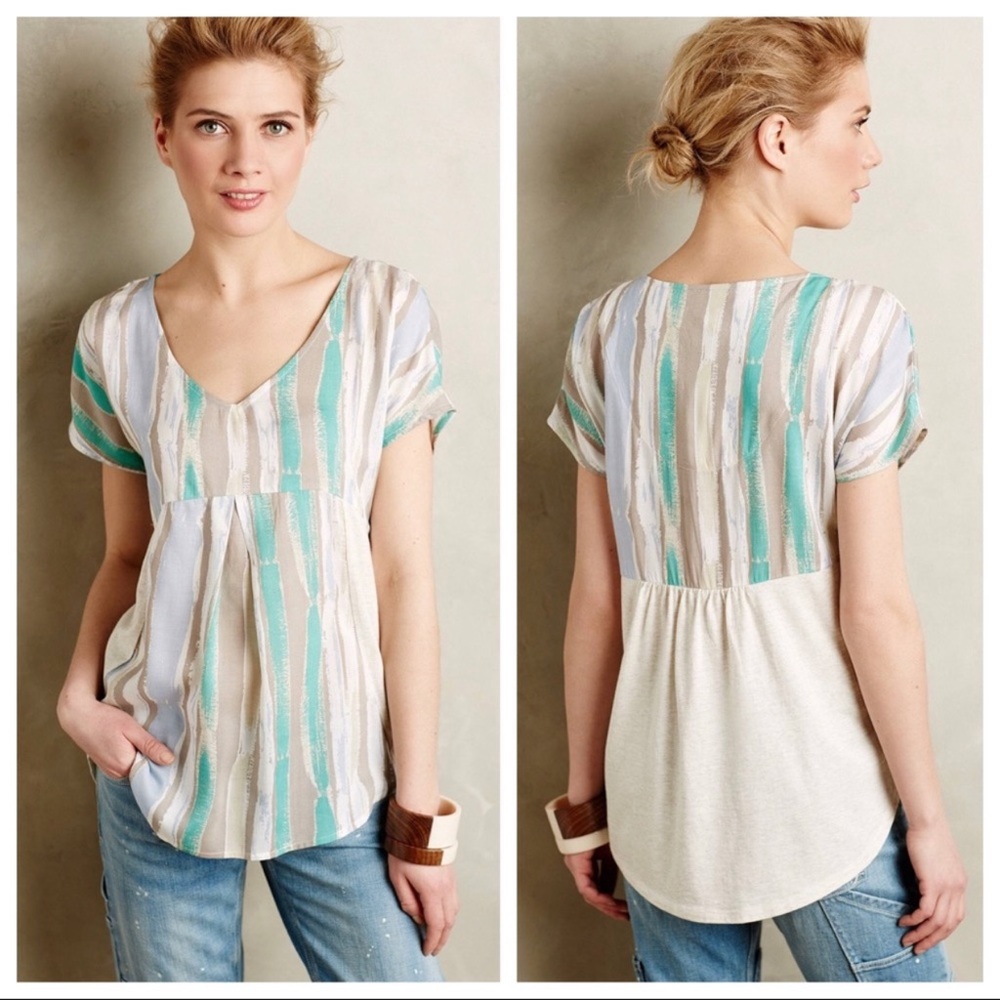 Anthropologie- Porridge Elva Pleated Mixed top